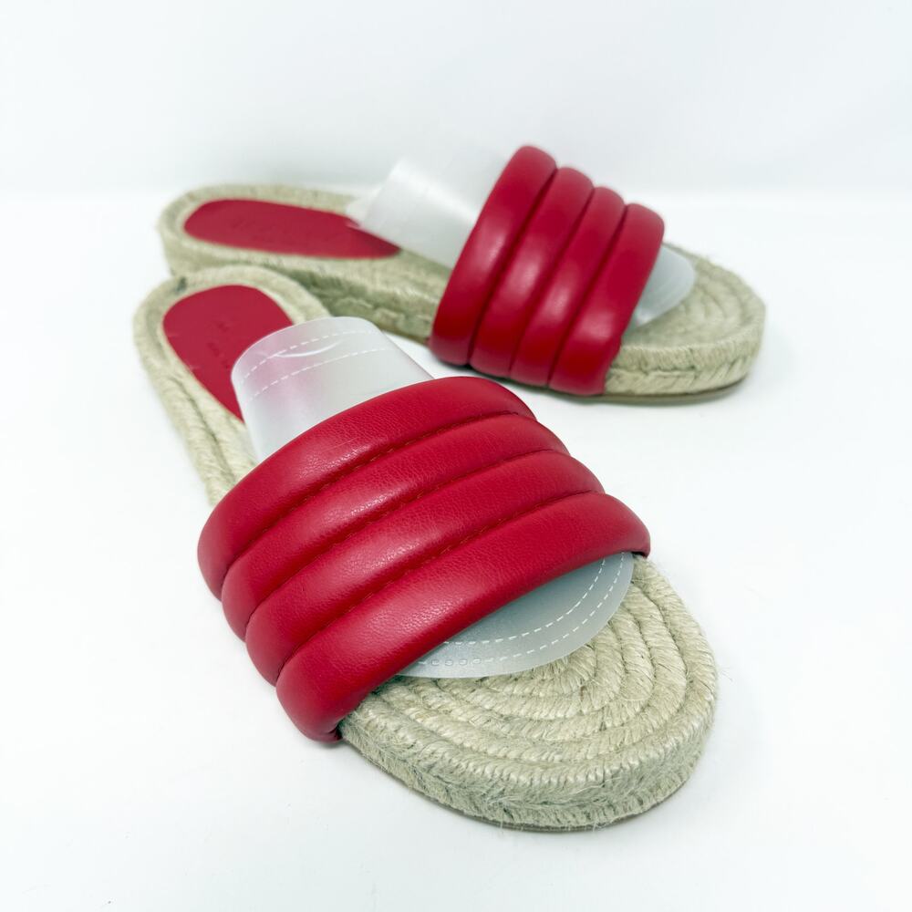 NWOB Marea Red Leather Espadrille Slide Sandals Made in Spain Women's Size EU 38